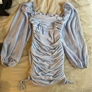 Hello Molly Sky Blue Dress with Puff Sleeves